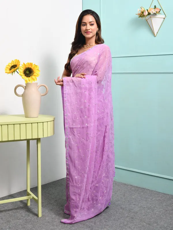 Purple_Poly_Chiffon_Embroidered_Sarees_For_Women