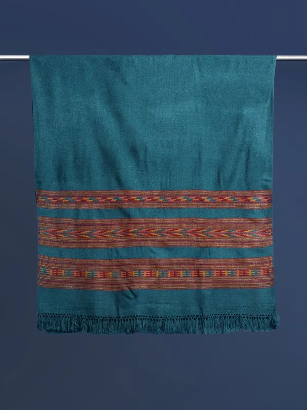 Teal_colour_Wool_Shawl_for_Women