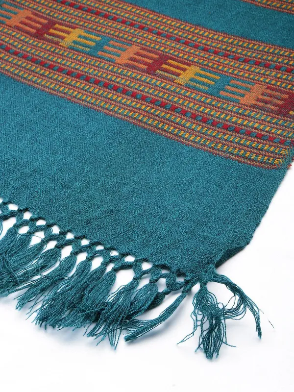 Teal_colour_Wool_Shawl_for_Women