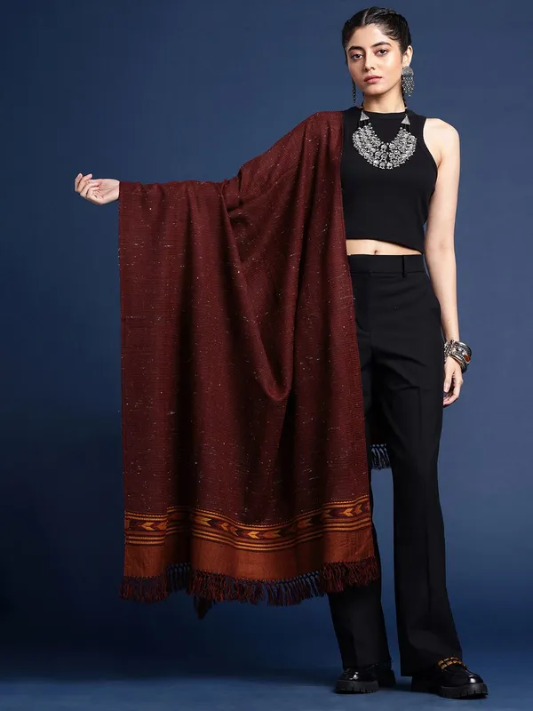Maroon_colour_Wool_Shawl_for_Women