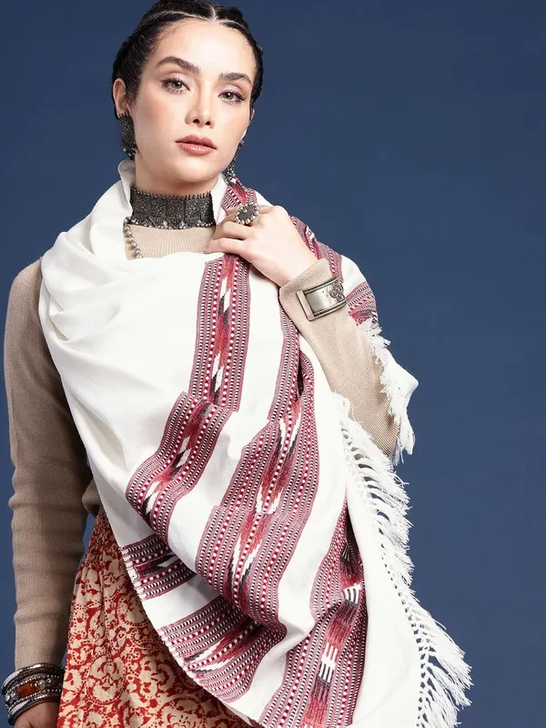 White_colour_Wool_Shawl_for_Women