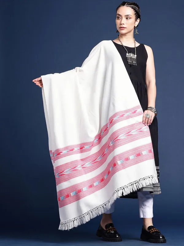 White_colour_Wool_Shawl_for_Women