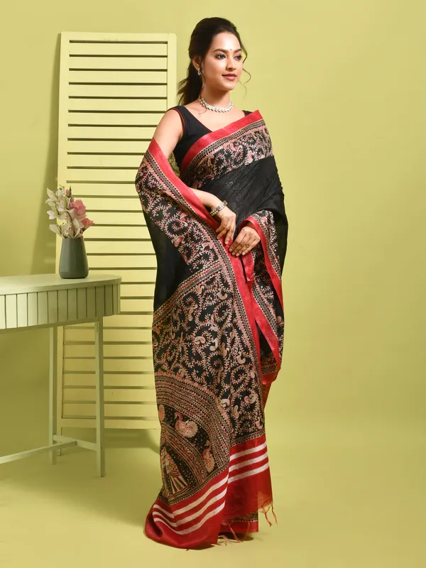 Black_Silk_Blend_Embroidered_Sarees_For_Women