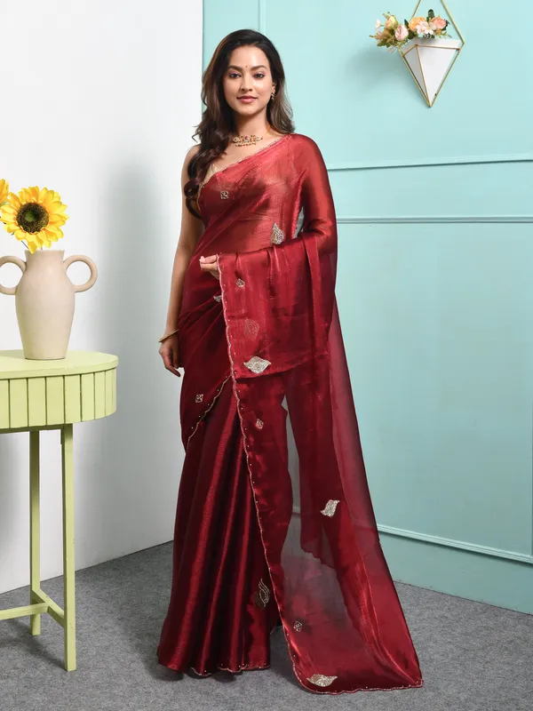 Maroon_Poly_Chiffon_Embroidered_Sarees_For_Women