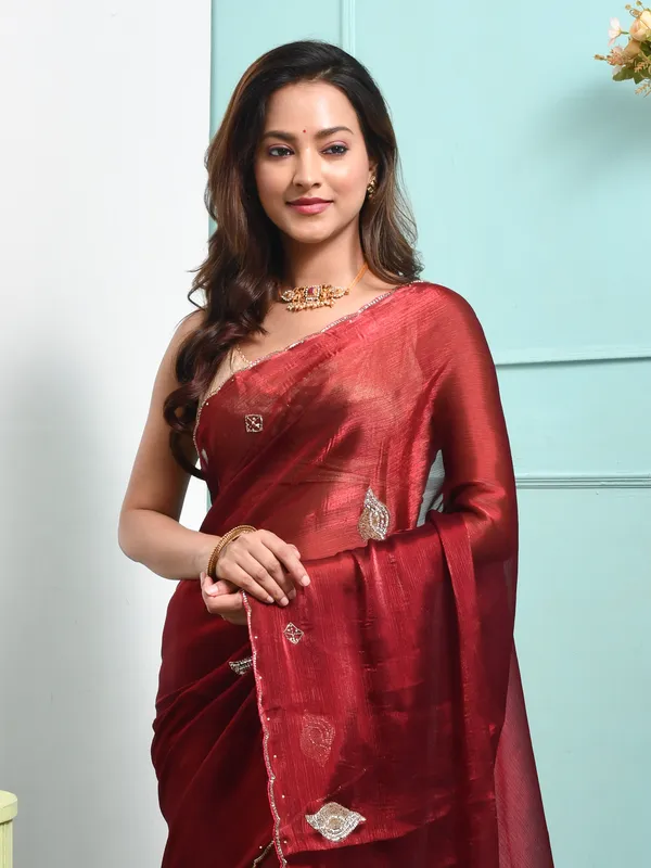 Maroon_Poly_Chiffon_Embroidered_Sarees_For_Women