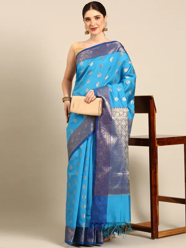 Blue_colour_Silk_Blend_Saree_for_Women