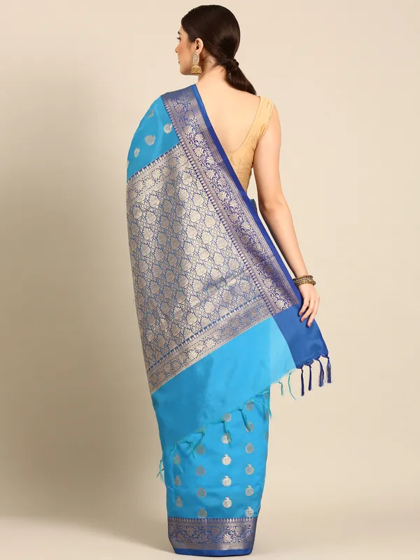 Blue_colour_Silk_Blend_Saree_for_Women