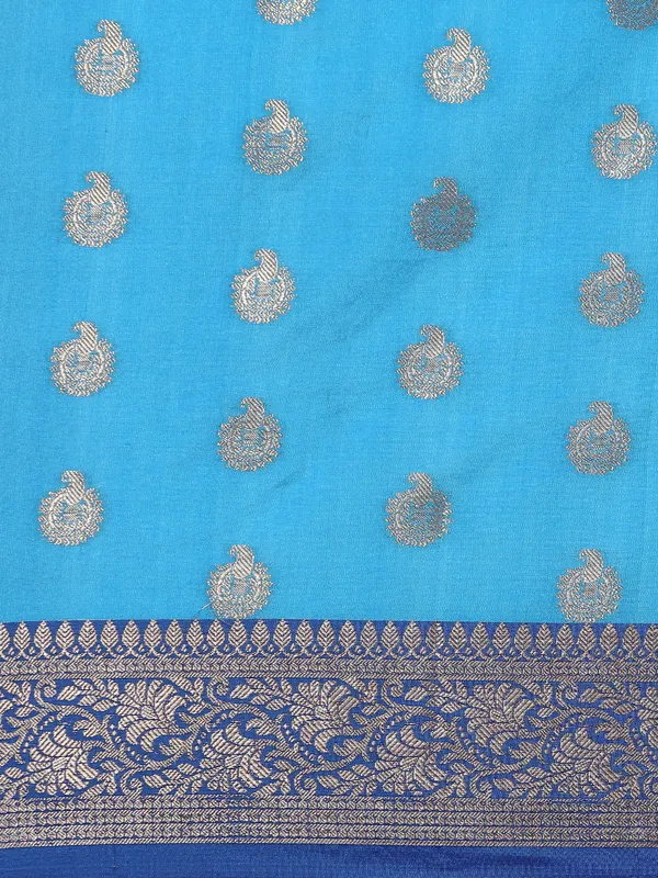 Blue_colour_Silk_Blend_Saree_for_Women