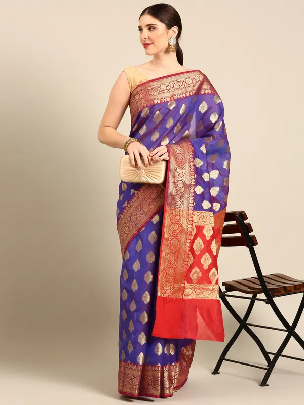 Blue_colour_Silk_Blend_Saree_for_Women