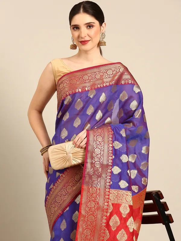Blue_colour_Silk_Blend_Saree_for_Women