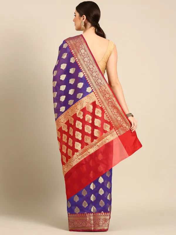 Blue_colour_Silk_Blend_Saree_for_Women