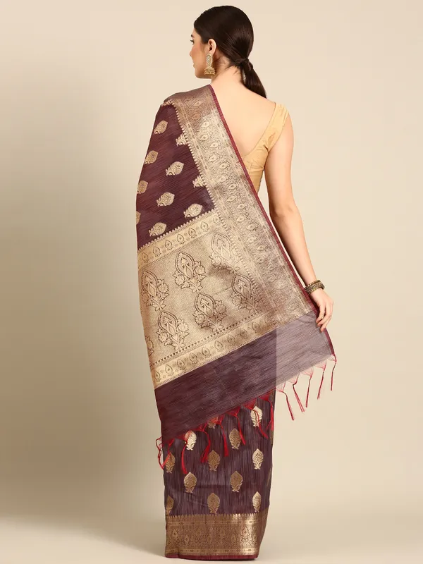 Grey_colour_Silk_Blend_Saree_for_Women