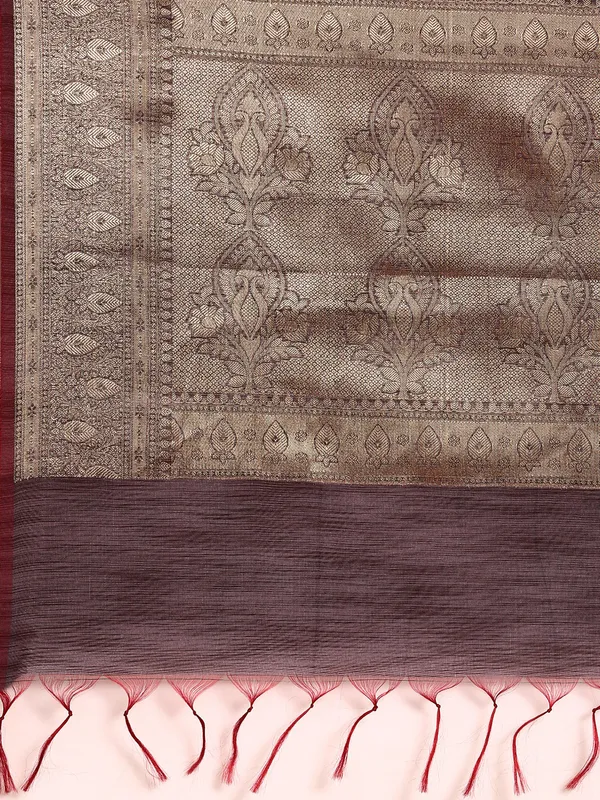 Grey_colour_Silk_Blend_Saree_for_Women