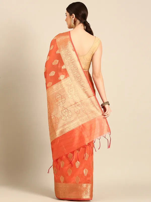 Peach_colour_Silk_Blend_Saree_for_Women