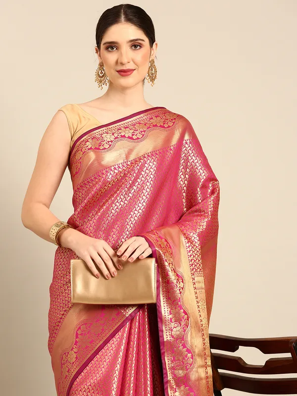 Pink_colour_Silk_Blend_Saree_for_Women