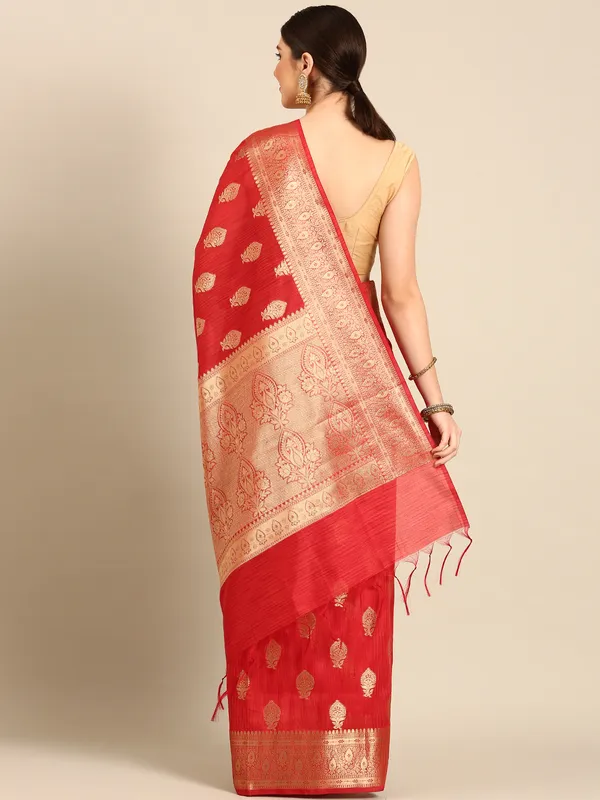 Orange_colour_Silk_Blend_Saree_for_Women