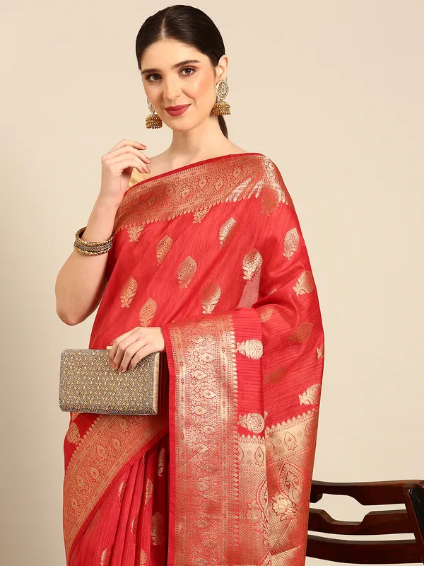 Orange_colour_Silk_Blend_Saree_for_Women