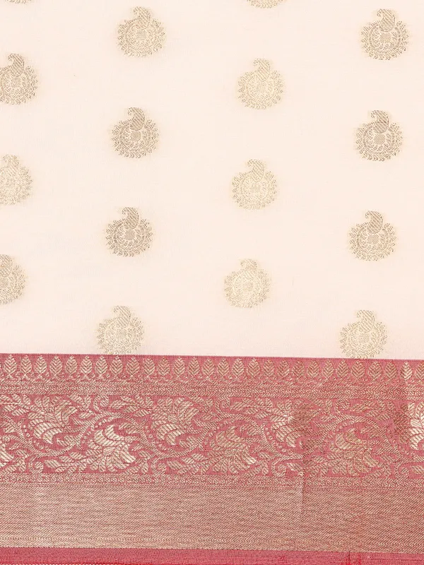 White_colour_Silk_Blend_Saree_for_Women