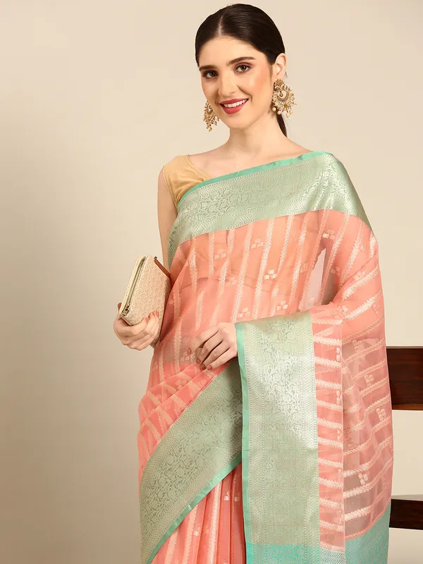 Peach_colour_Silk_Blend_Saree_for_Women