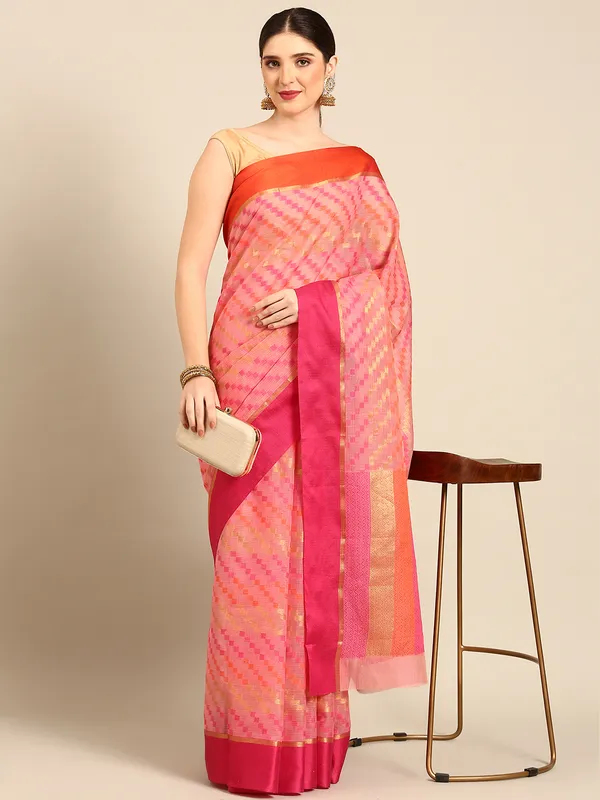 Pink_colour_Silk_Blend_Saree_for_Women