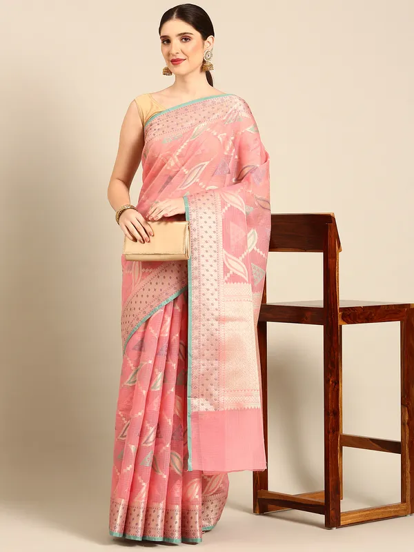 Pink_colour_Silk_Blend_Saree_for_Women