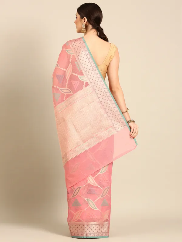 Pink_colour_Silk_Blend_Saree_for_Women