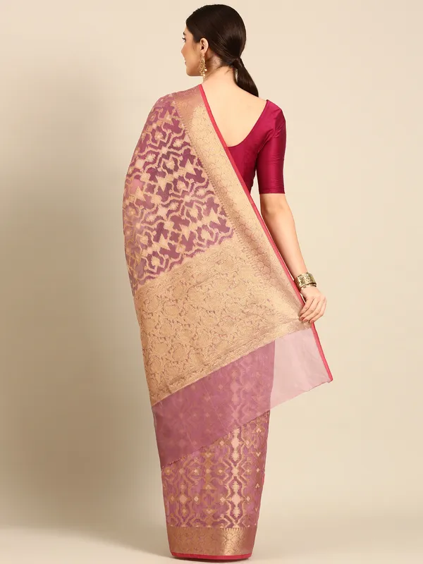 Purple_colour_Silk_Blend_Saree_for_Women