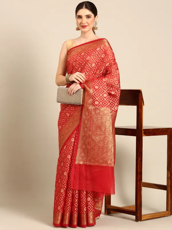 Orange_colour_Silk_Blend_Saree_for_Women