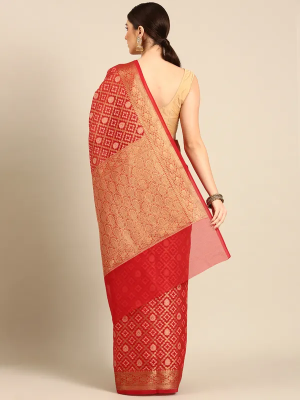 Orange_colour_Silk_Blend_Saree_for_Women