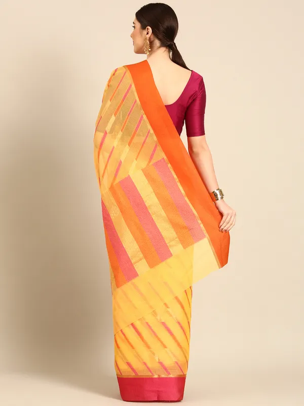 Yellow_colour_Silk_Blend_Saree_for_Women