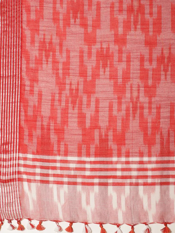 White_colour_Linen_Blend_Saree_for_Women