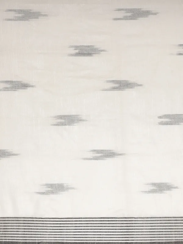 White_colour_Linen_Blend_Saree_for_Women