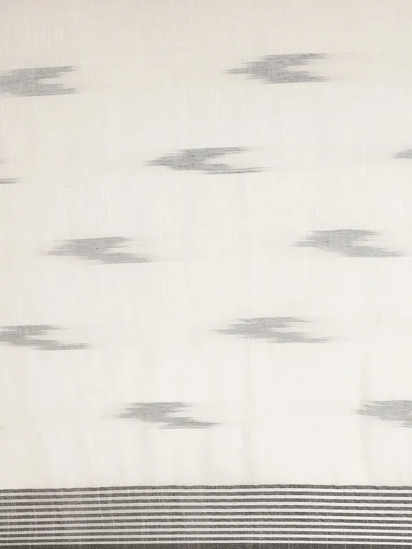 White_colour_Linen_Blend_Saree_for_Women