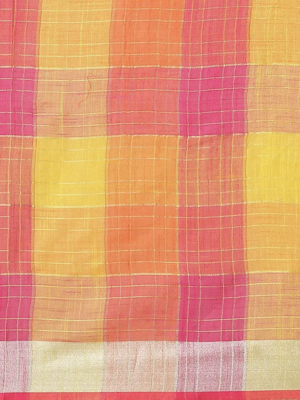 Yellow_colour_Linen_Blend_Saree_for_Women