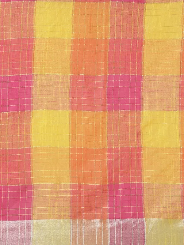 Yellow_colour_Linen_Blend_Saree_for_Women