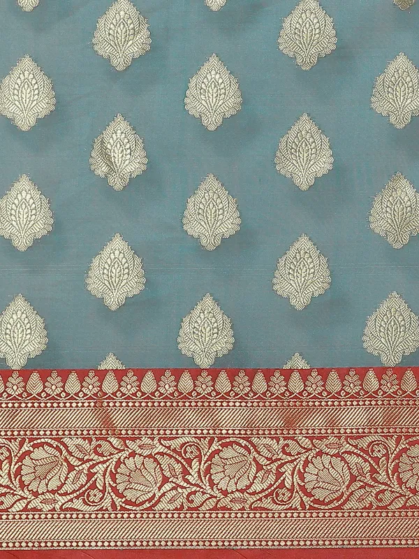 Teal_colour_Silk_Blend_Saree_for_Women