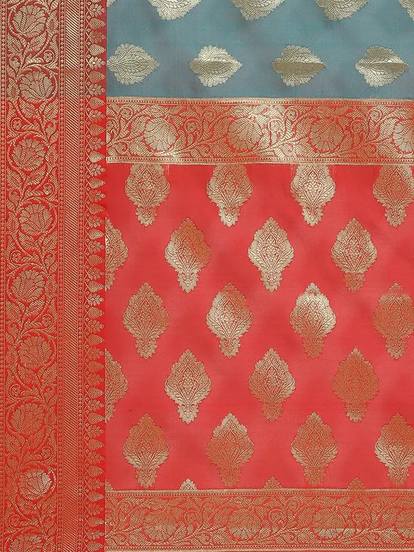 Teal_colour_Silk_Blend_Saree_for_Women