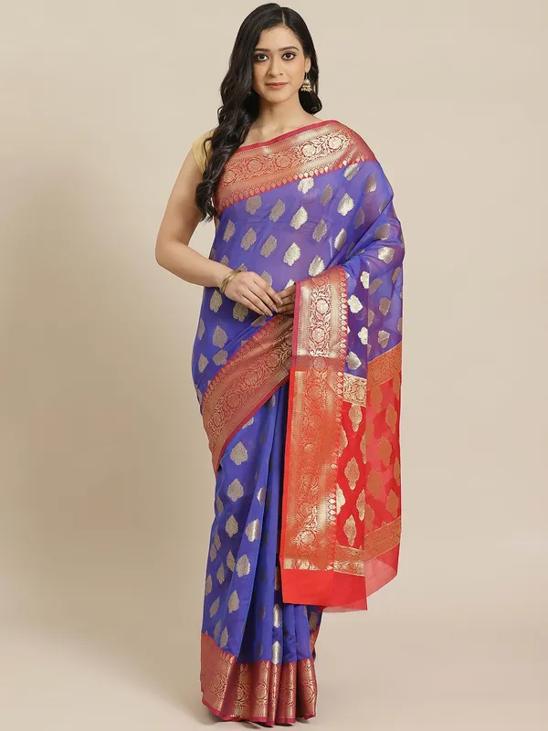 Blue_colour_Silk_Blend_Saree_for_Women