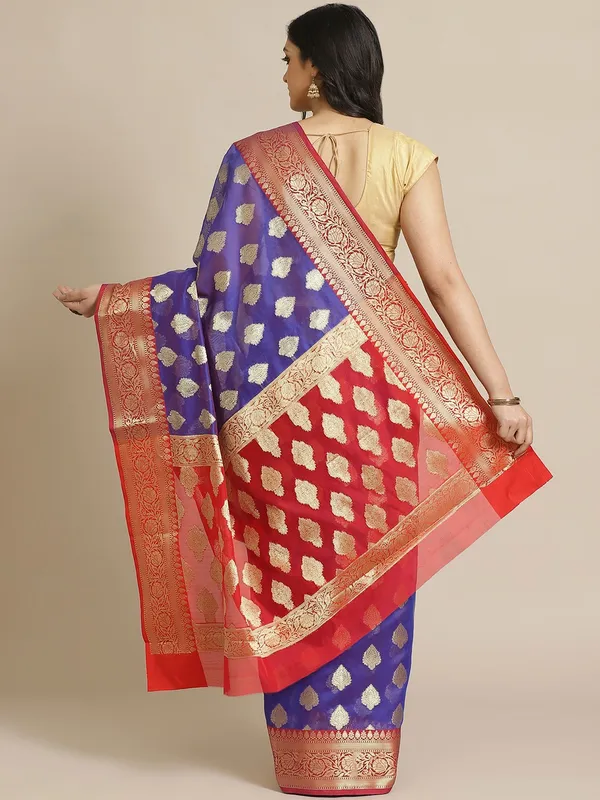 Blue_colour_Silk_Blend_Saree_for_Women
