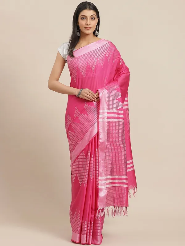 Pink_colour_Silk_Blend_Saree_for_Women