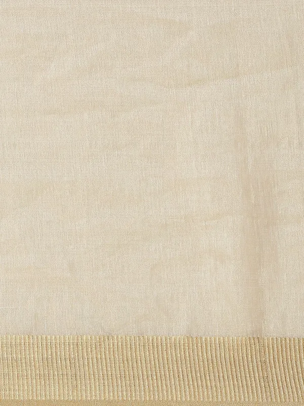 Cream_colour_Pure_Linen_Saree_for_Women
