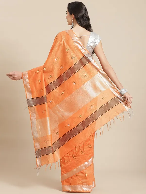 Orange_colour_Silk_Blend_Saree_for_Women