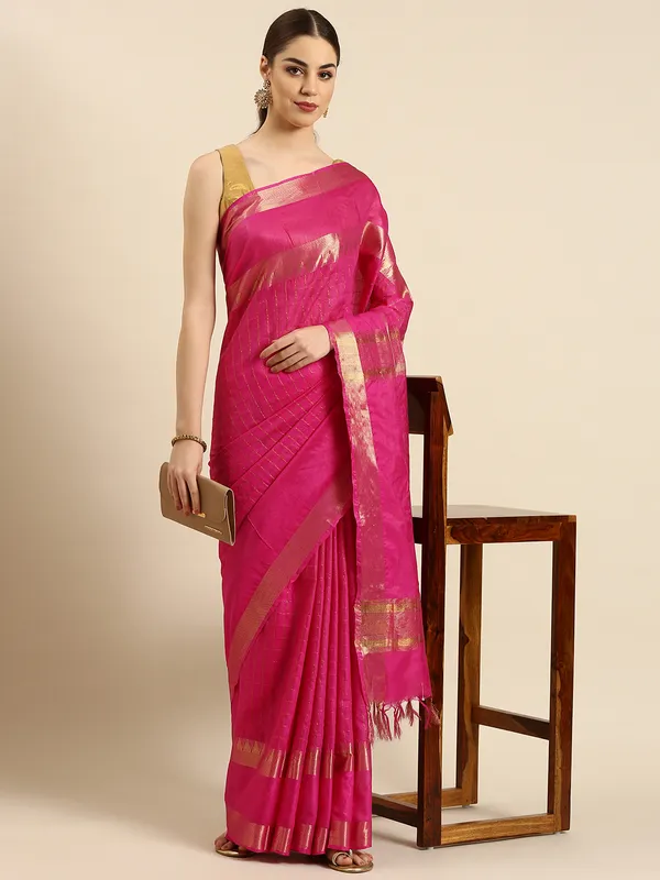 Pink_colour_Silk_Blend_Saree_for_Women