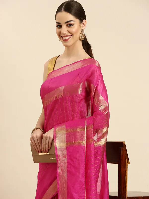 Pink_colour_Silk_Blend_Saree_for_Women