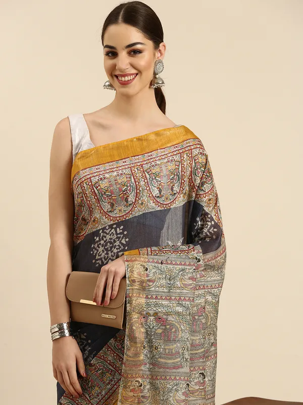 Blue_colour_Silk_Blend_Saree_for_Women