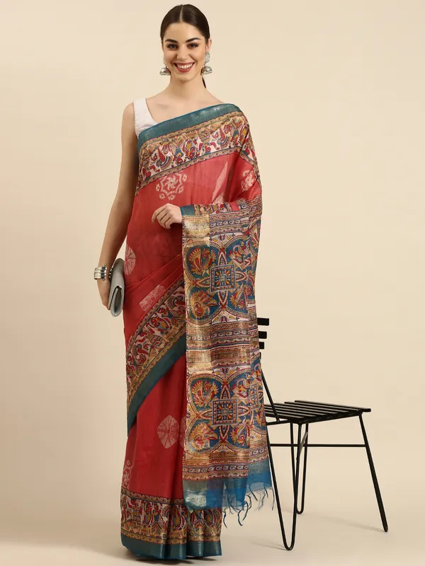 Pink_colour_Silk_Blend_Saree_for_Women