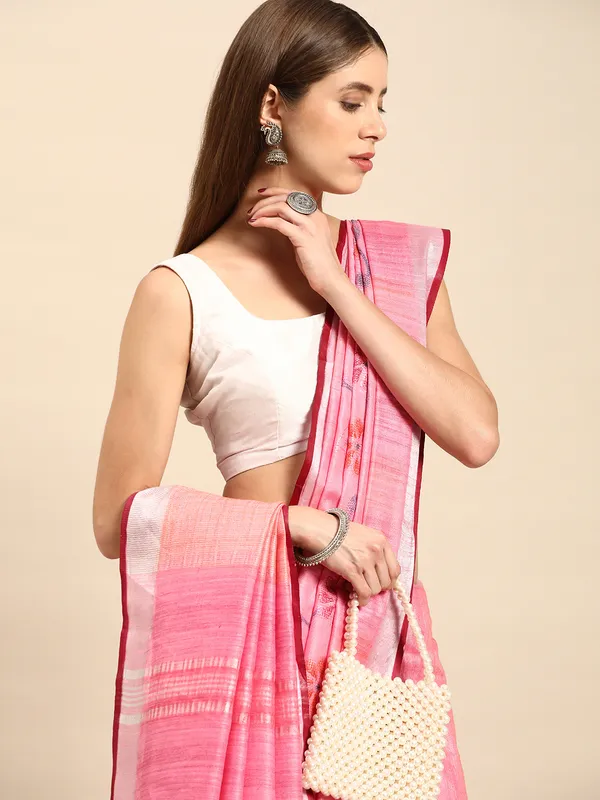 Pink_colour_Cotton_Saree_for_Women