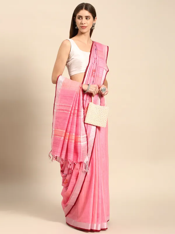 Pink_colour_Cotton_Saree_for_Women