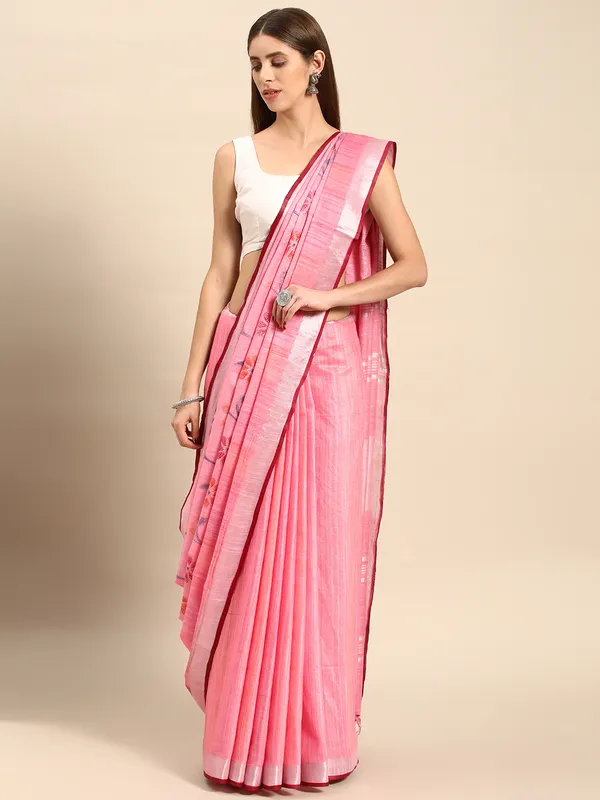 Pink_colour_Cotton_Saree_for_Women