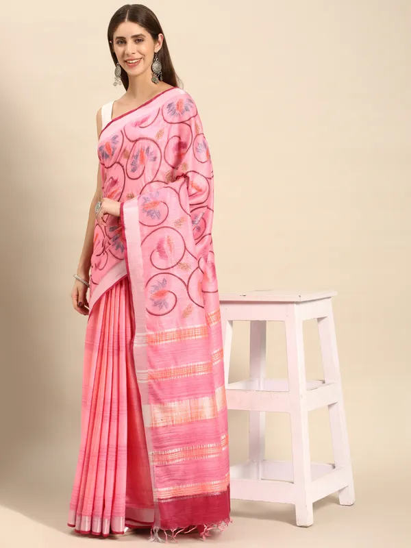 Pink_colour_Cotton_Saree_for_Women